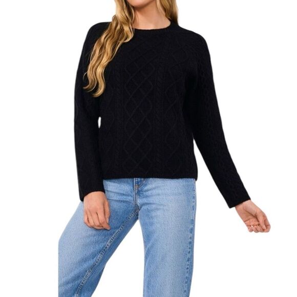 Vince Camuto Women's Cable Sweater Black Soot  Size Small - Picture 1 of 8